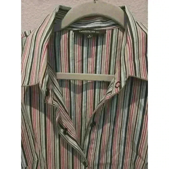 Lafayette 148 NY Women's Striped Button-Up Shirt Size 4 Multicolor - Picture 1 of 9